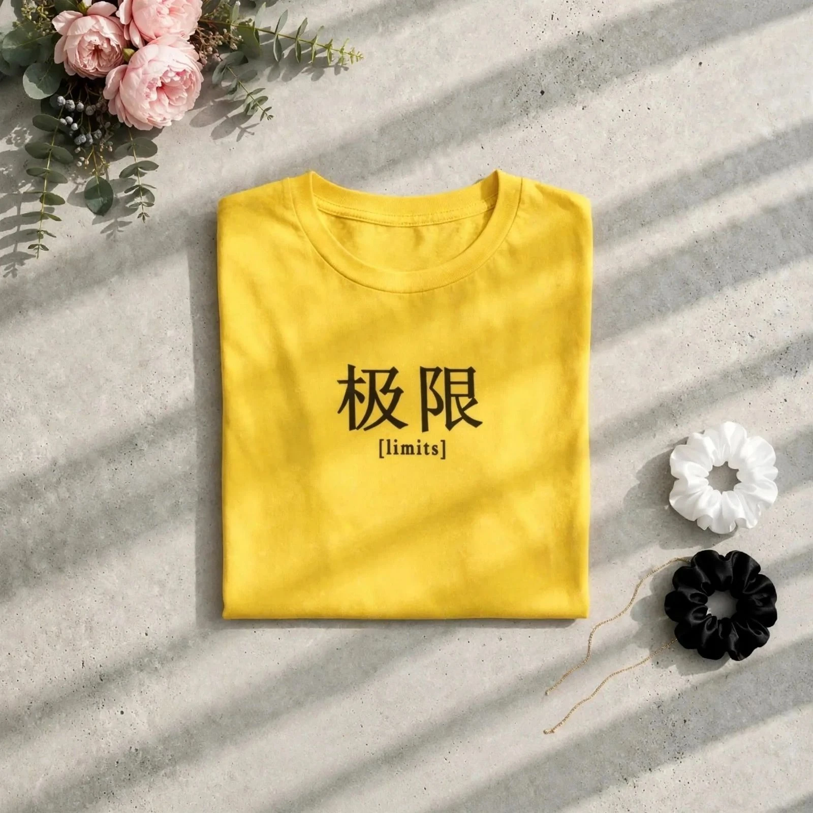 T-shirt jaune imprimé "limits" femme 